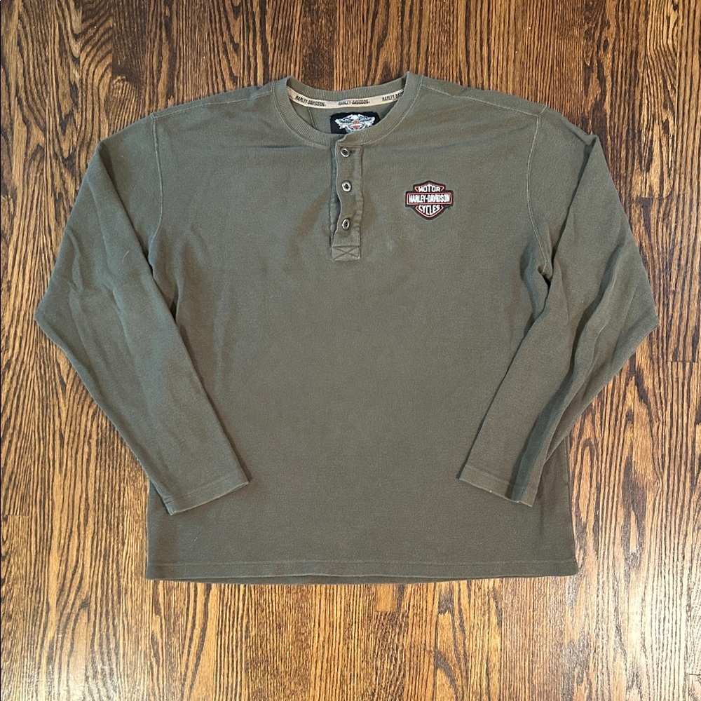 Harley Davidson Long Sleeve Henley T-Shirt